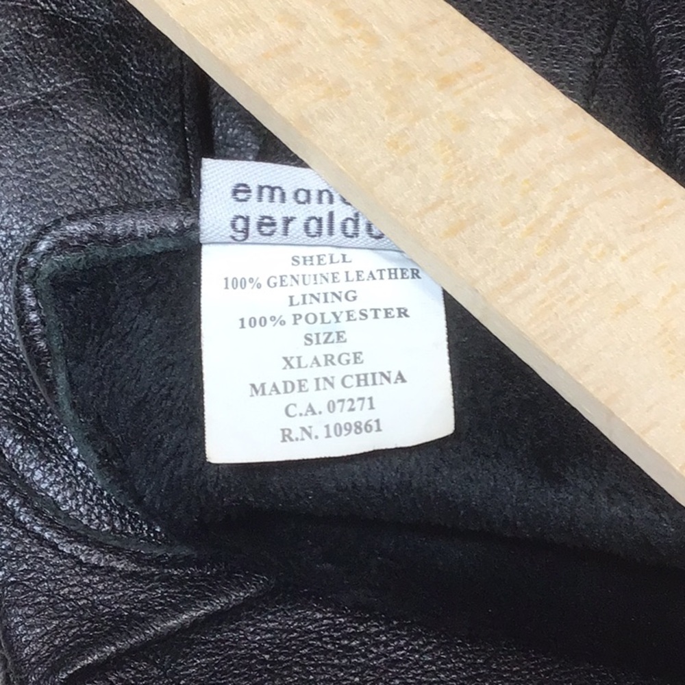 🛞 Emanuel Geraldo Black Leather Soft Poly Fleece Lining - Picture 3 of 7